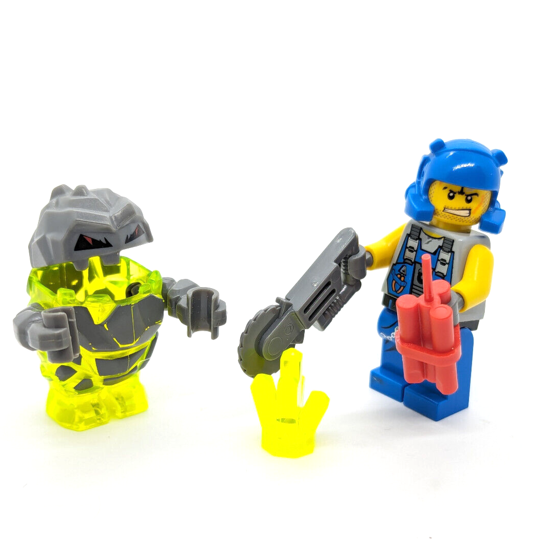 Lego Power Miners 8959 Minifig Lot Rex Sulfurix Neon Green Rock Mon