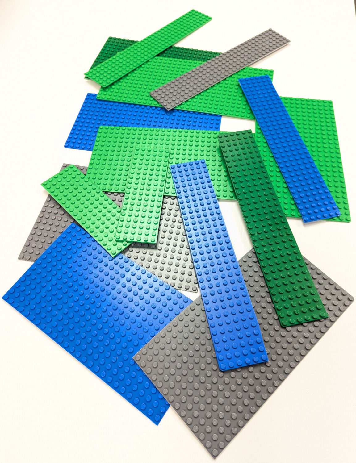 Lot of Cut / Damaged Lego Baseplates - Blue Green Gray