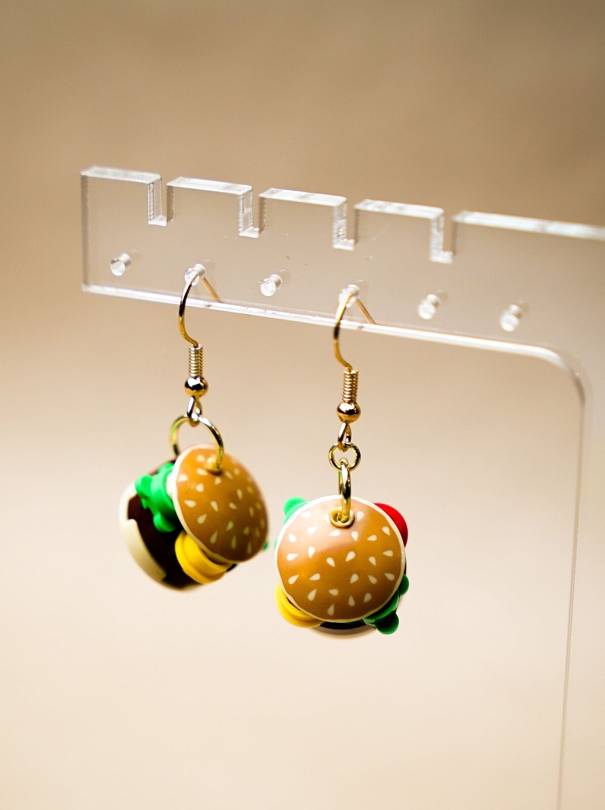 Hamburger Earrings Handmade from LEGO Elements
