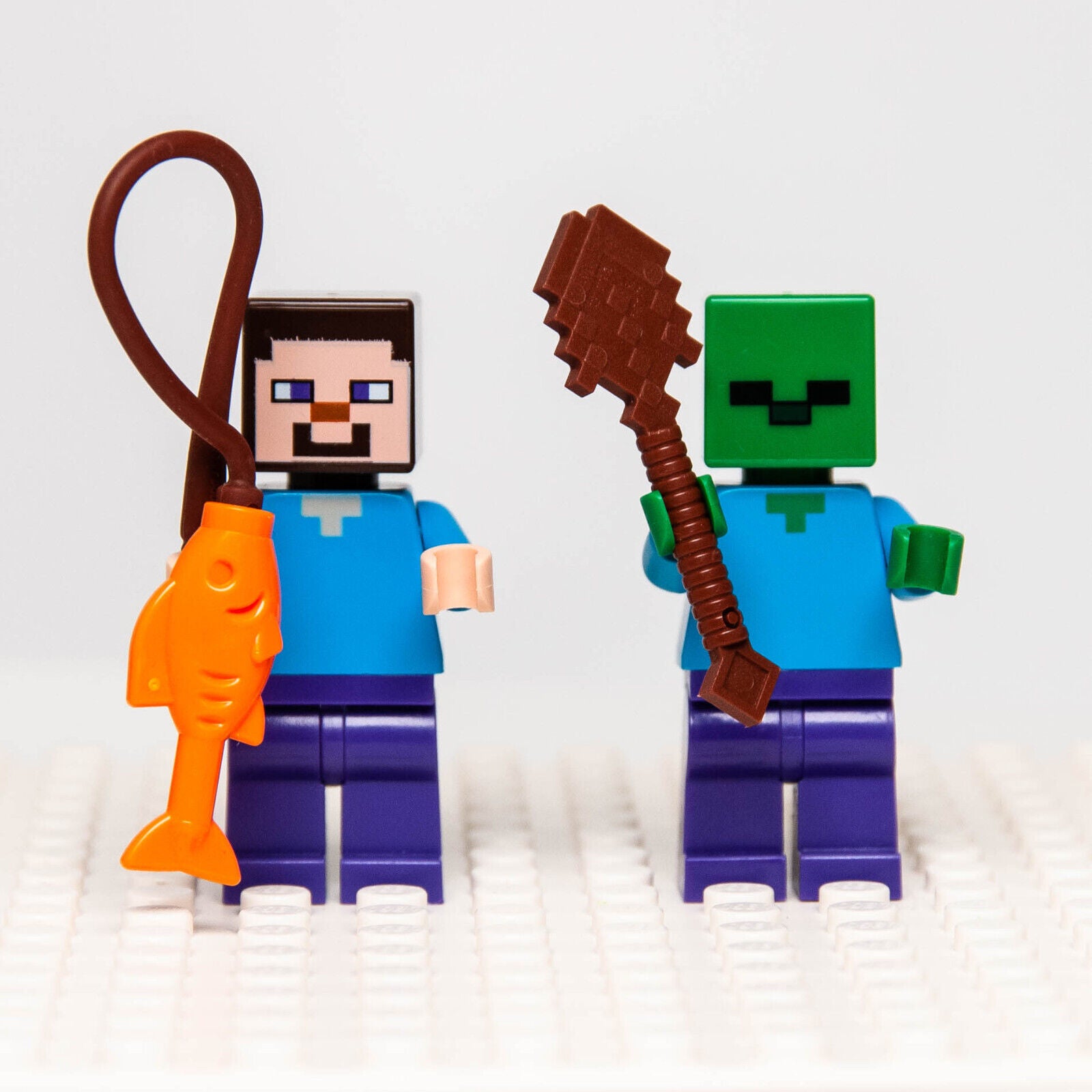(Lot of 2) LEGO 21134 Minecraft Minifigures: Steve w/ Fishing Pole &Zombie (min - StudBee