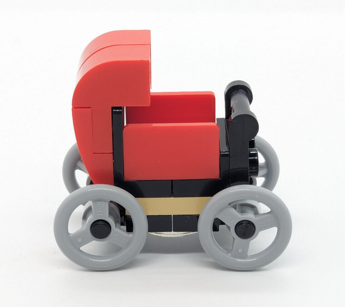 LEGO Minifigure Red Stroller - Baby Boy Girl Infant Sitter Shower 10255 Pram - StudBee