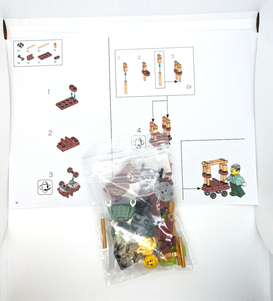 Lego Boutique Hotel Minifigures: Bellhop & Receptionist w/ Luggage Cart 10297 - StudBee