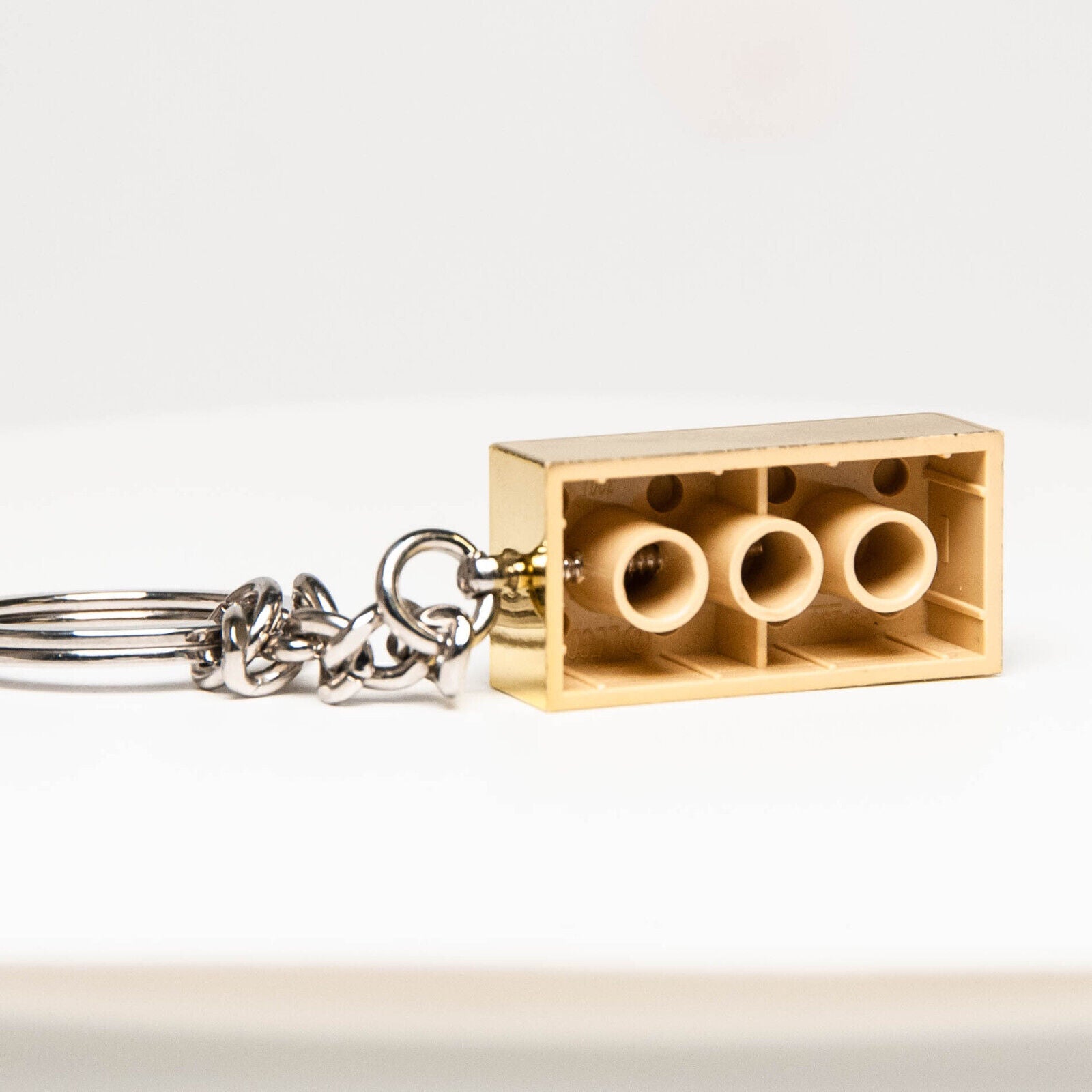 Lego Chrome Gold 2x4 Brick Keychain -  2009 (852445b) Masters - StudBee