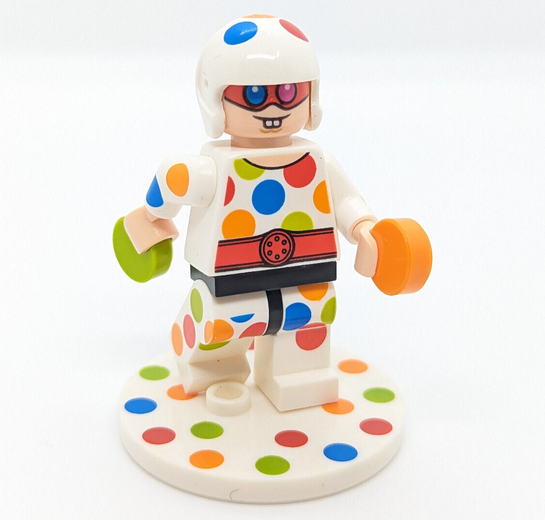 Lego Batman Movie Minifigure Polka Dot Man w/ Stand, Discs 70917 sh397 - StudBee