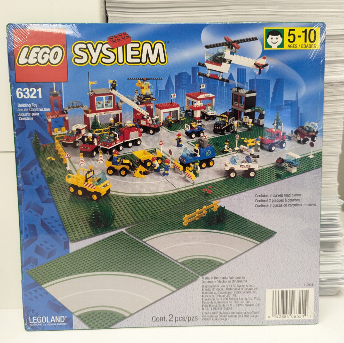 Vintage LEGO 6321 - Green Curved Road Plates - Town - 1997 - NEW FACTORY SEALED