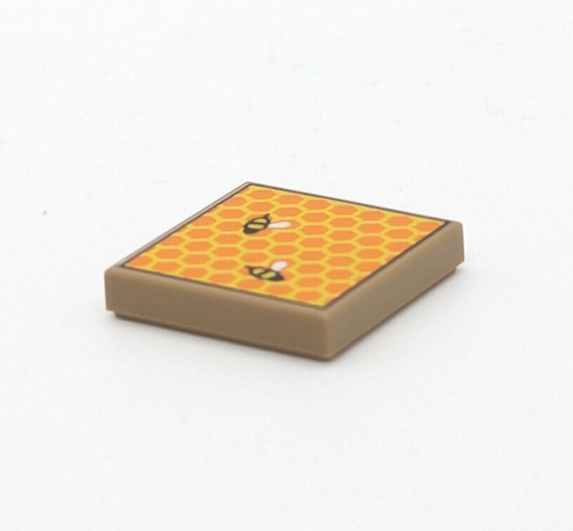 LEGO 2x2 Dark Tan Tile: Printed Beehive Frame Honeycomb 71029 CMF Beekeeper (acc - StudBee