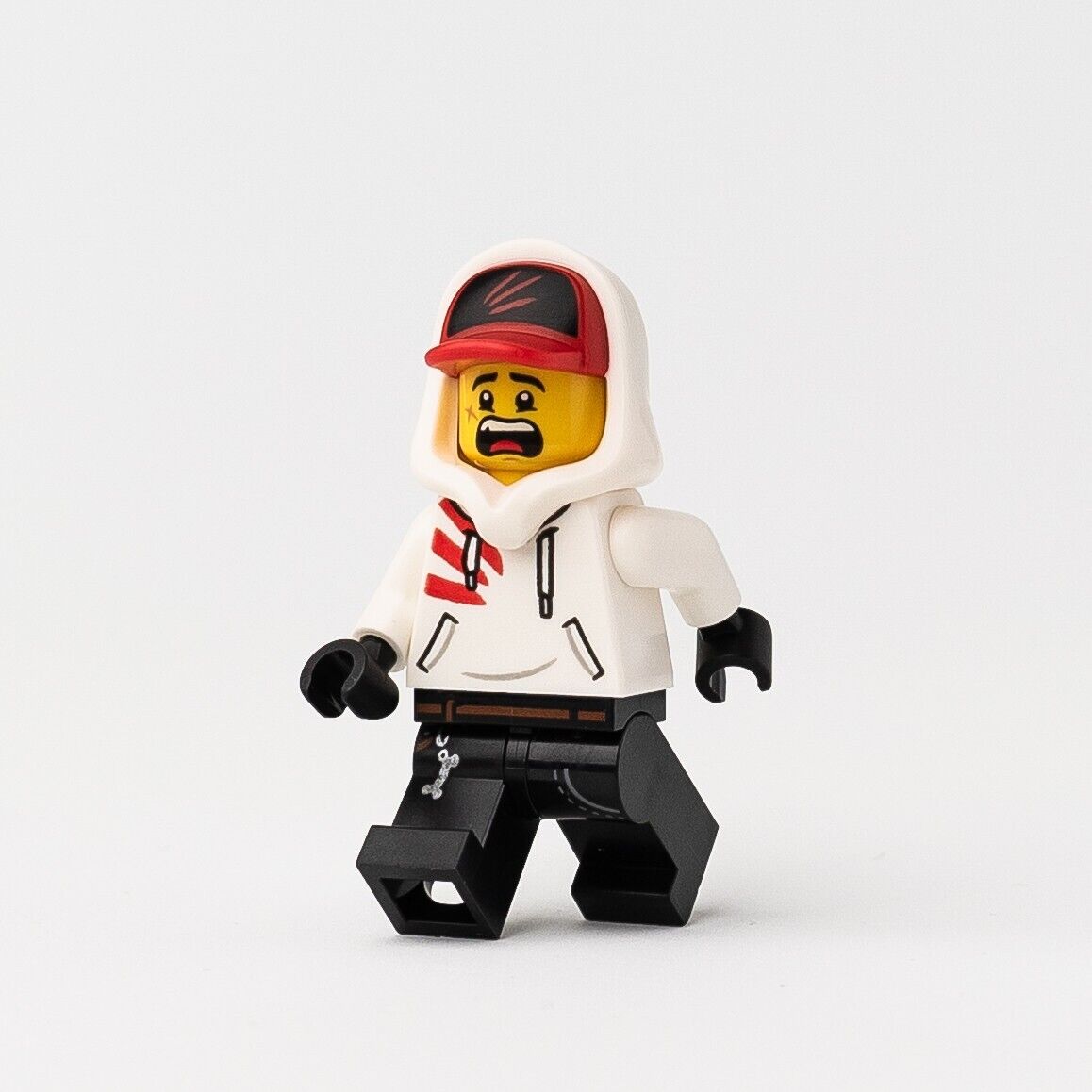 New LEGO Jack Davids - White Hoodie with Cap and Hood Minifigure - (hs009)