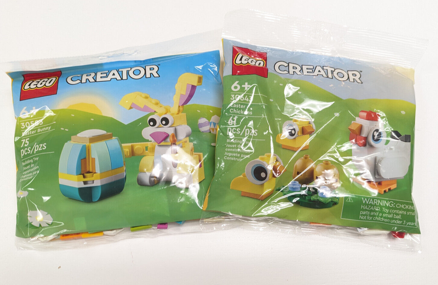 Lego Creator Polybag Lot of 2 -  30583 Easter Bunny & 30643 Chicken Chicks Egg - StudBee