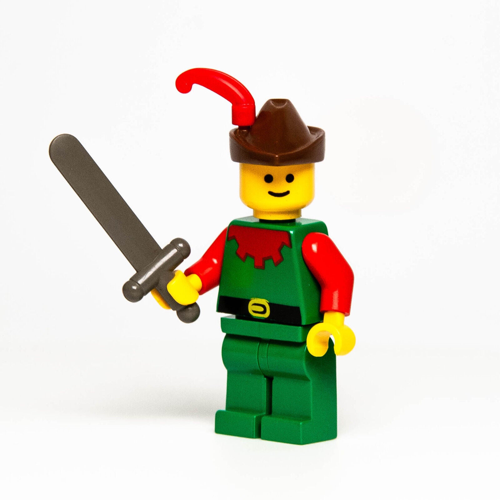 LEGO Castle Minifigure - Red Forestman (cas139) 6103 Brown Hat, Red Feather