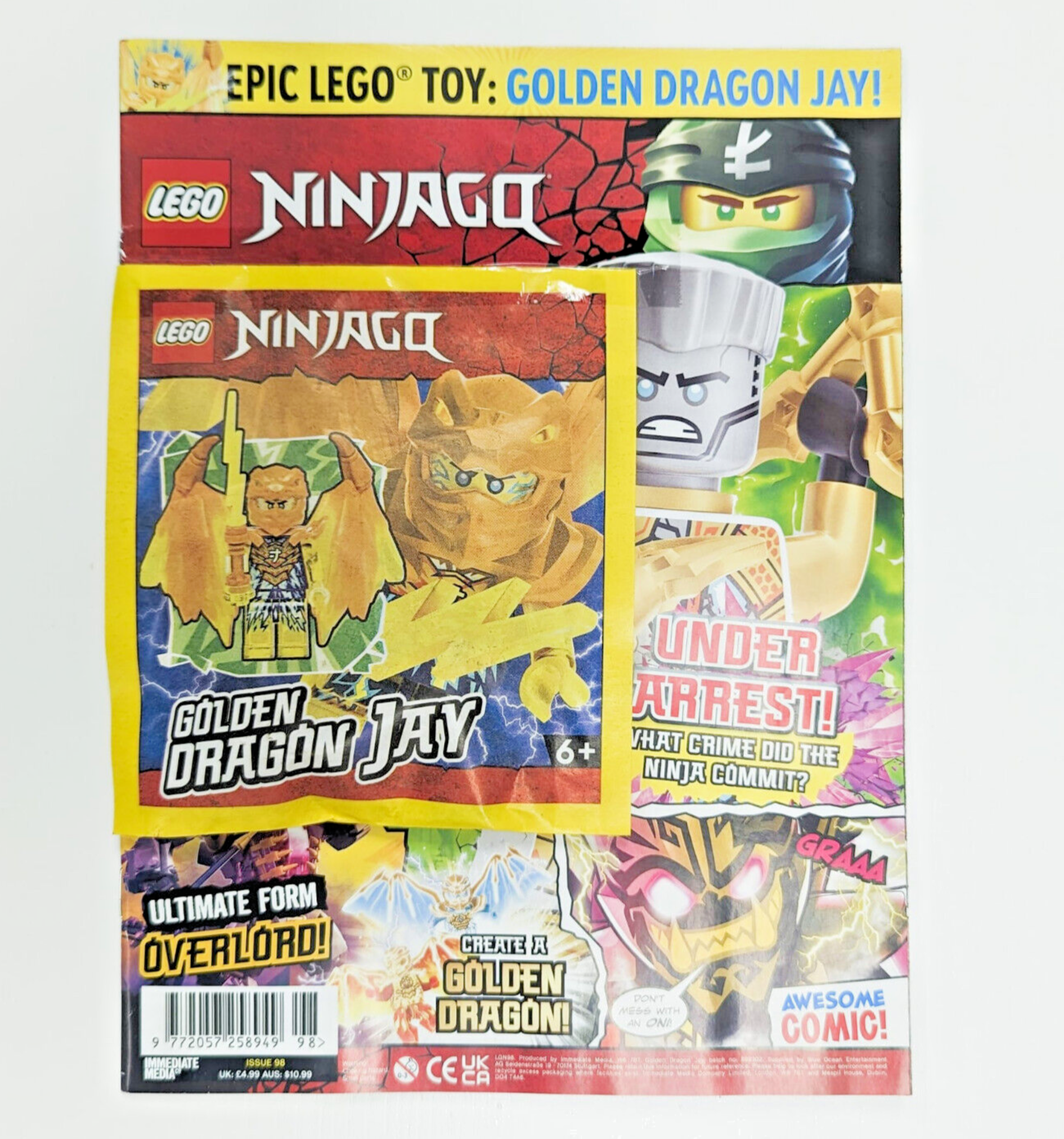 LEGO Ninjago UK Magazine Issue 98 - Golden Dragon Jay Minifigure (njo755) 892302 - StudBee
