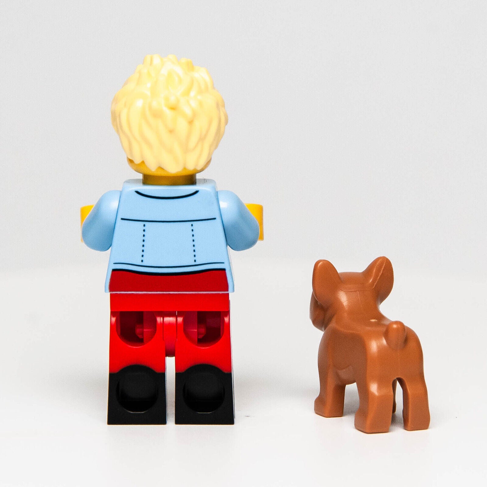 New Lego BAM 2023 Male Denim Jacket Minifigure w/ French Bulldog (cty - StudBee