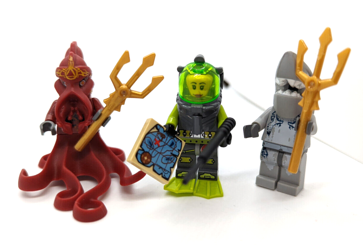 (Lot of 3) LEGO Atlantis 8078 Minifigures: Sam Rhodes, Squid Shark Warriors (atl - StudBee