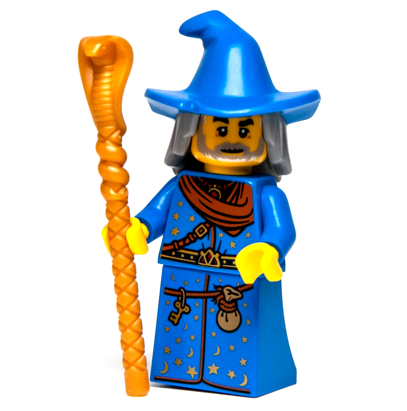 New LEGO BAM 2022 Medieval Blue Wizard with Serpent Staff Minifigure - StudBee