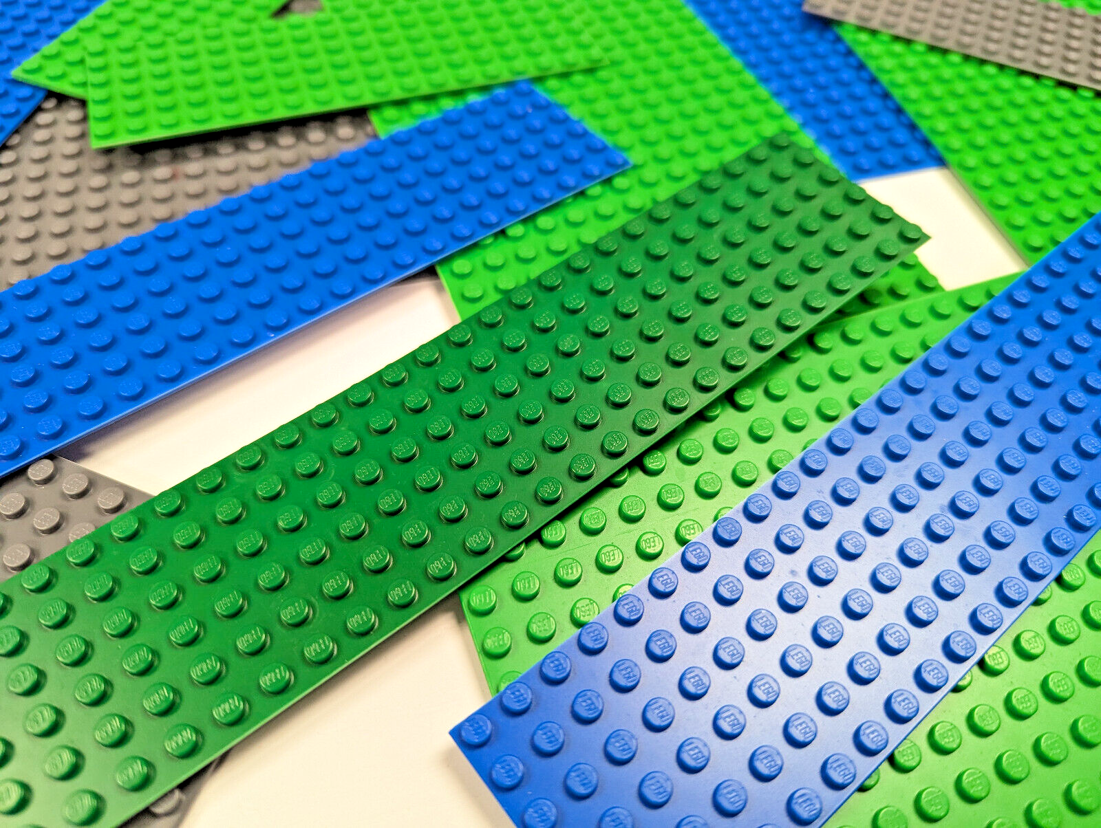 Lot of Cut / Damaged Lego Baseplates - Blue Green Gray