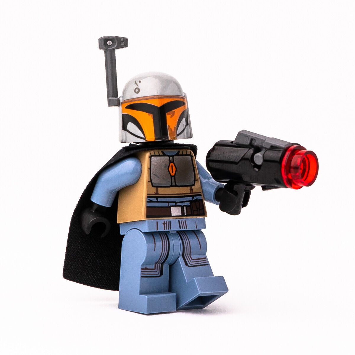 New LEGO Mandalorian Tribe Warrior -Black Cape, Gray Helmet w Antenna (sw1077) - StudBee