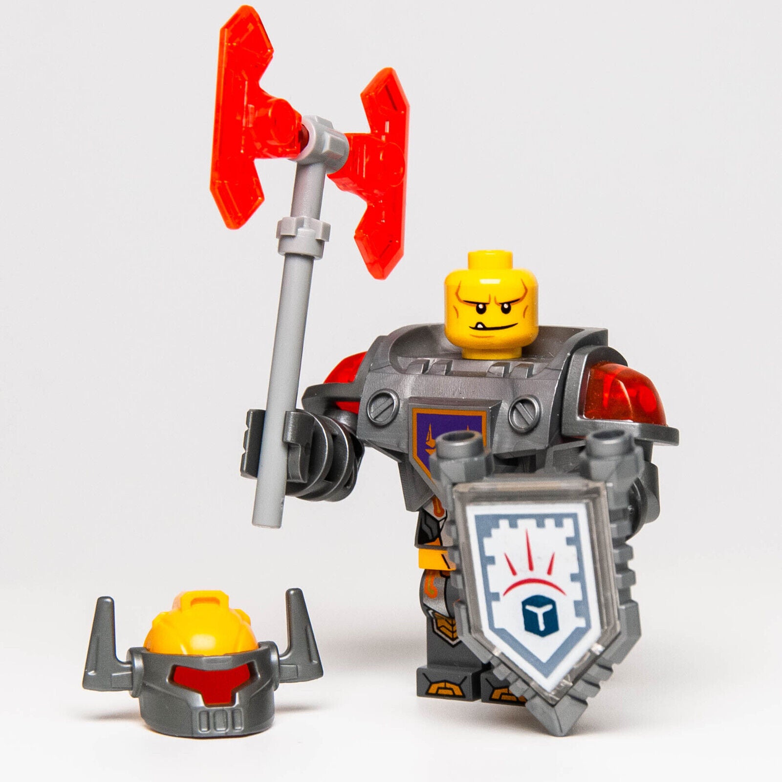 LEGO Nexo Knights Minifigure: Axl Flat Silver Torso w/ Shield (nex007) 70317 - StudBee