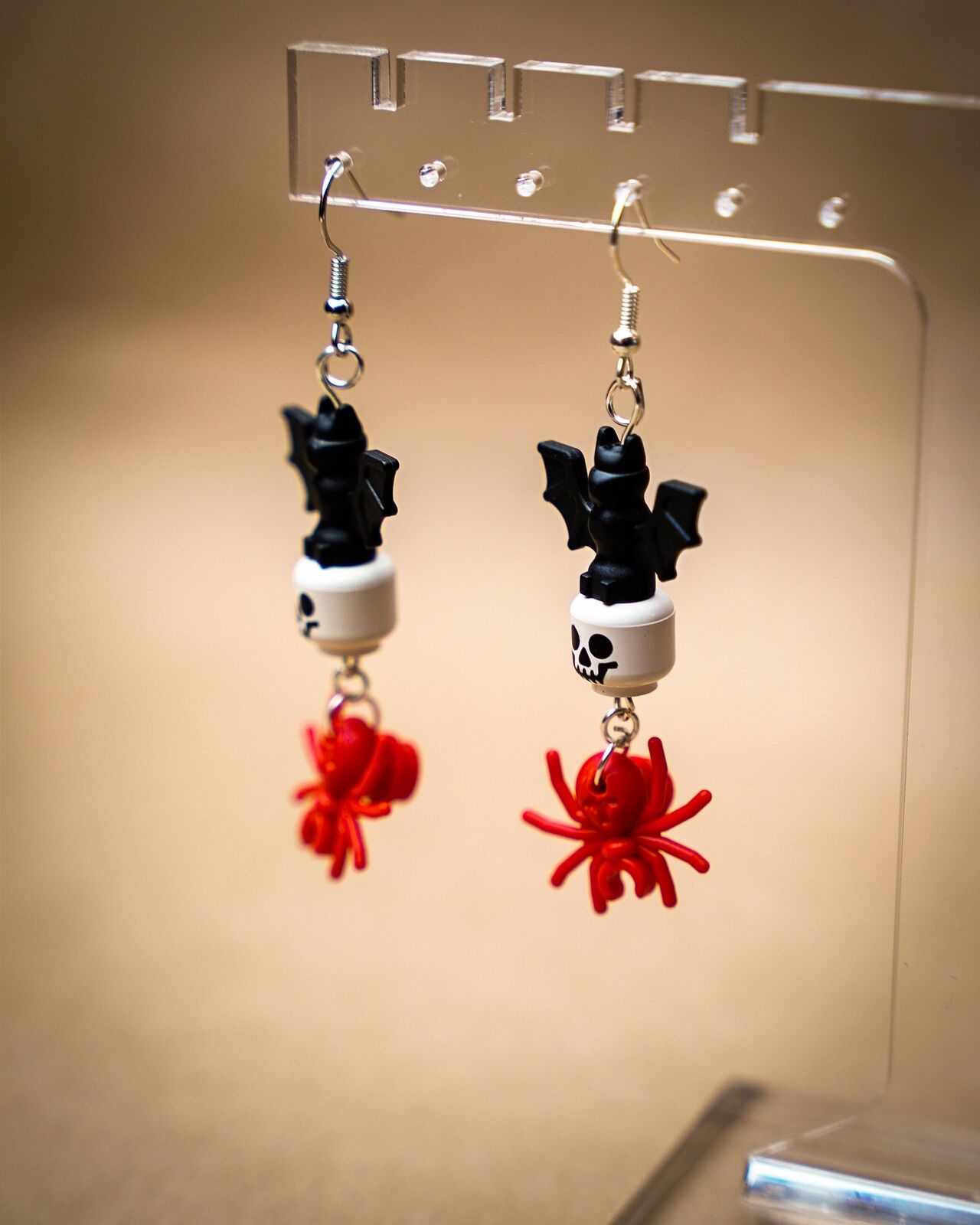 Frightful Night LEGO Halloween Earrings with Bats, Skulls & Spiders - StudBee