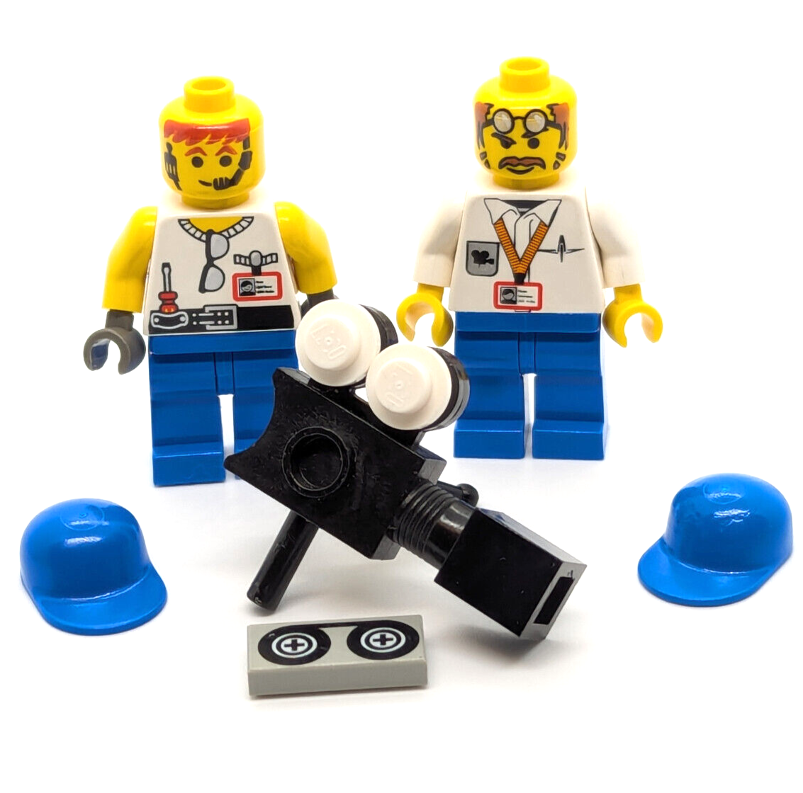 Lego Movie Studios Minifigure Lot:  Cameraman (stu001) & Grip (stu005) 1349 1351