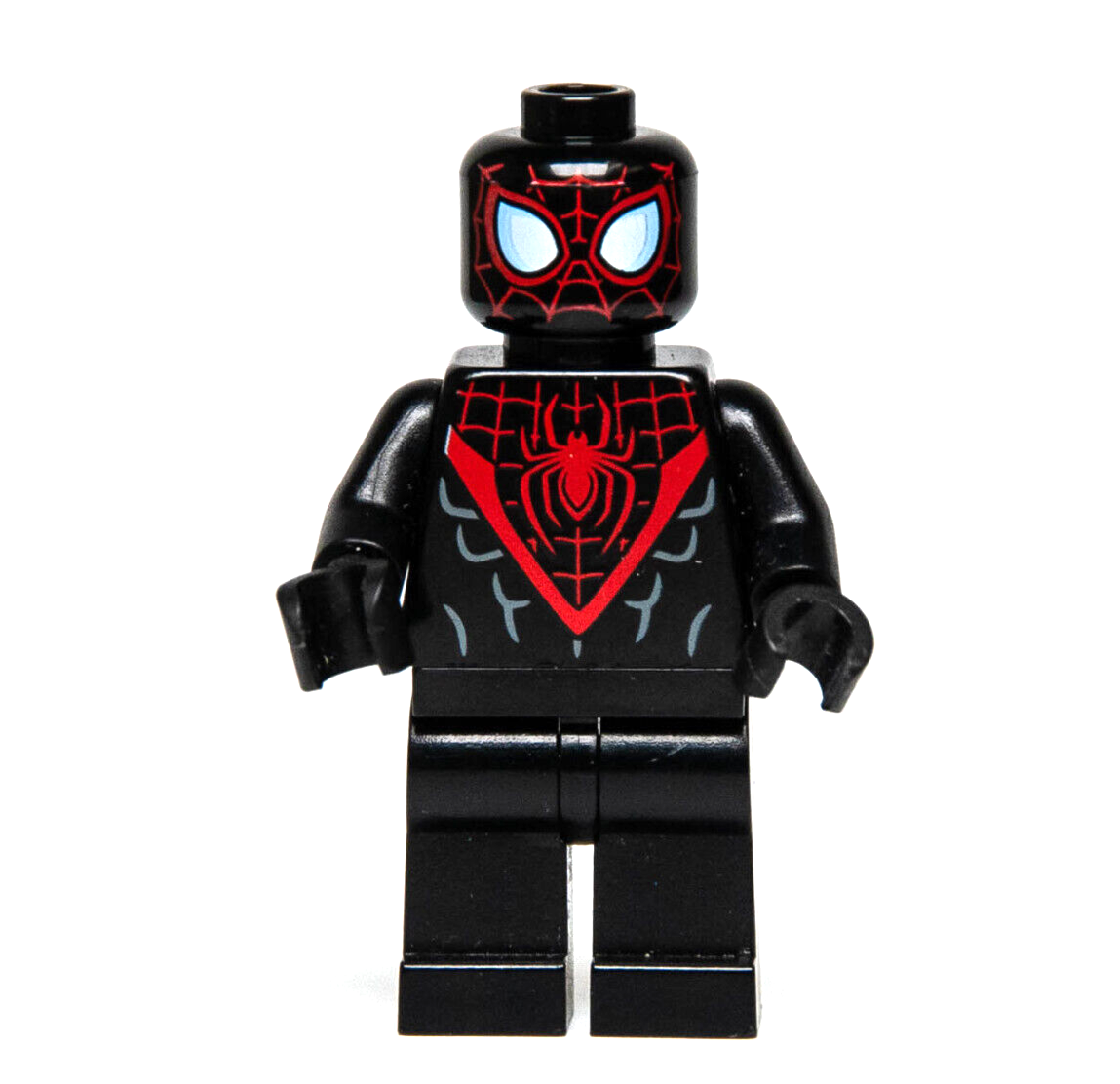 LEGO Spider-Man Minifigure Miles Morales (sh540) 76113 Black Suit/Hands Red Web - StudBee