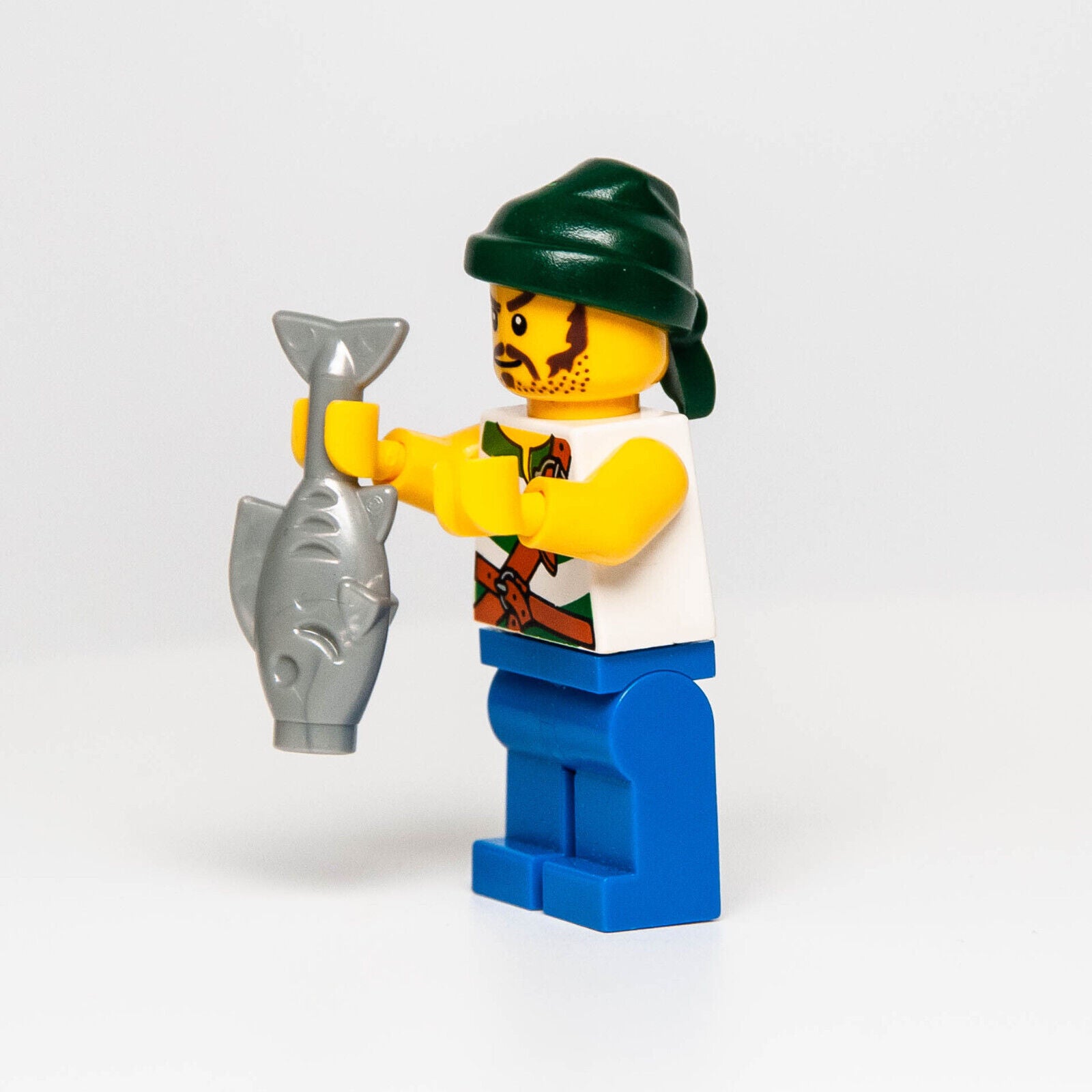 Lego Pirate With Green Bandana, Fish Minifigure (pi132) - StudBee