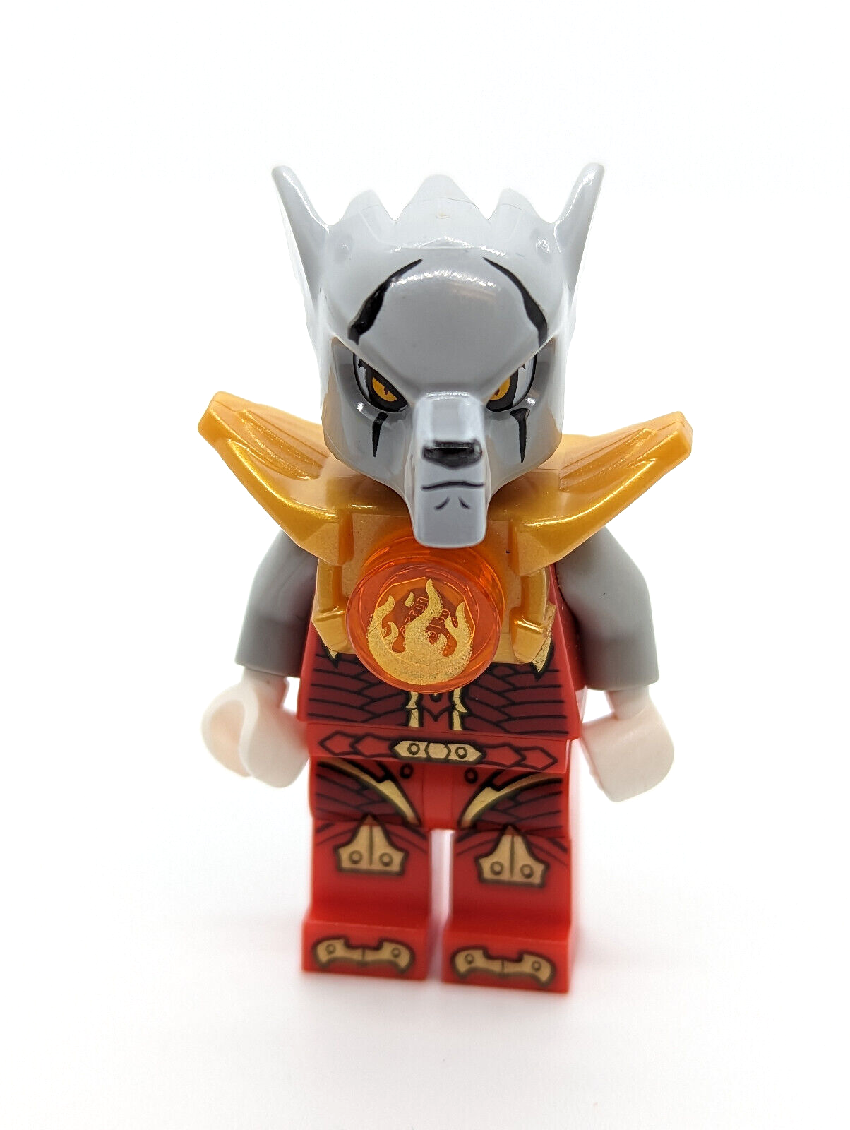 Lego Chima Minifigure - Worriz Fire Chi With Gold Armor (loc089) - StudBee