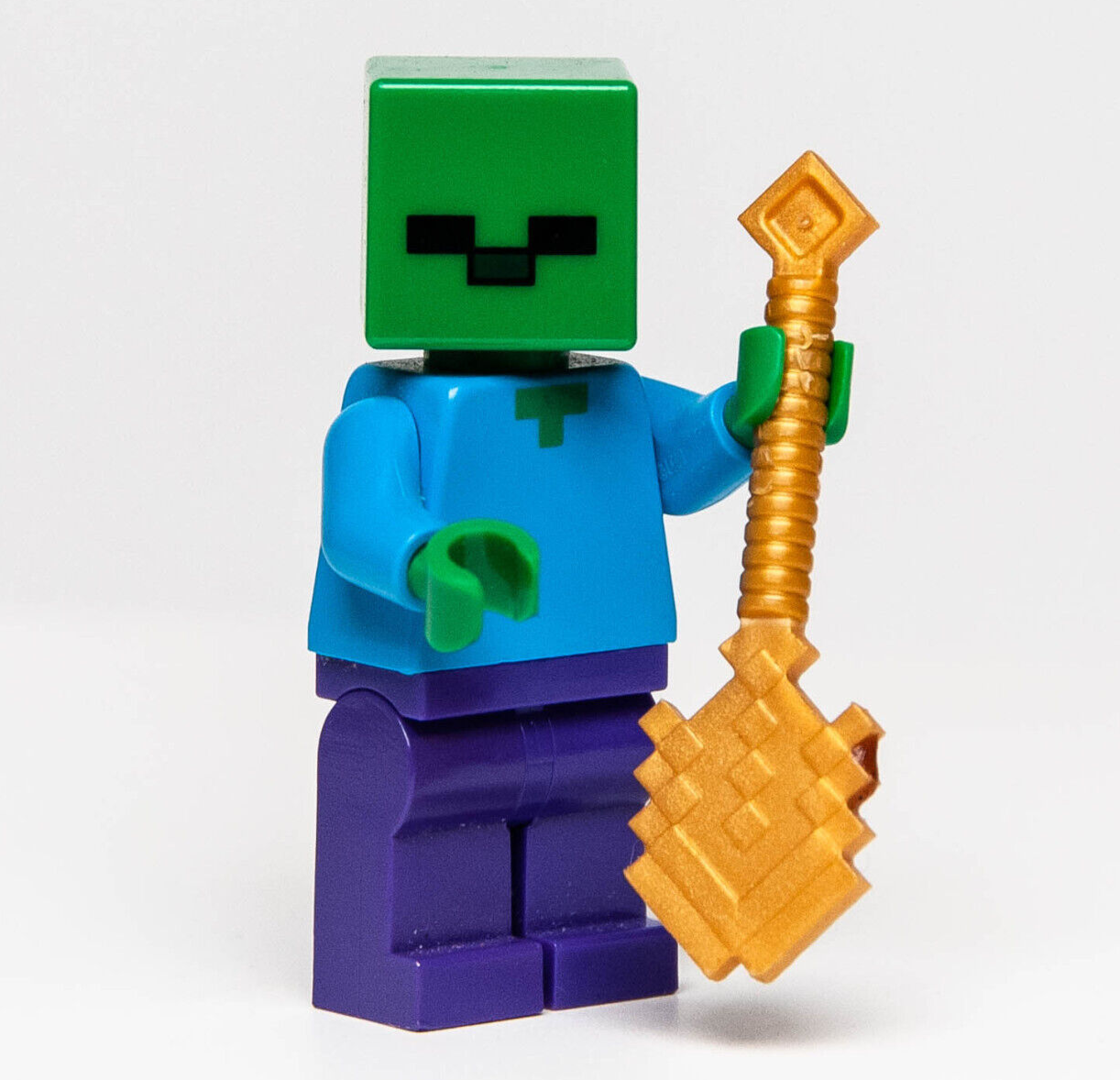 Lego Minecraft Minifigure Zombie (min010) with Gold Shovel - StudBee