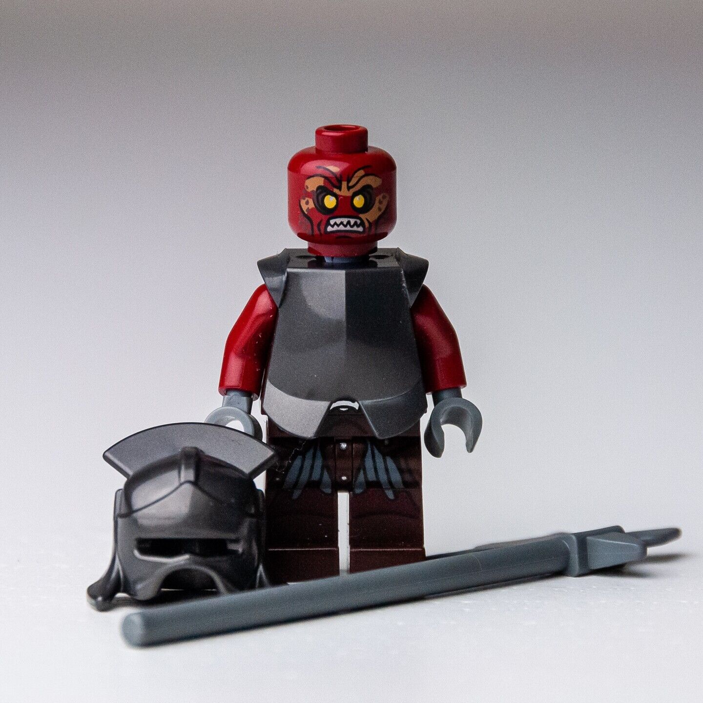 Lego LOTR Hobbit Minifigure - Uruk-hai (lor008) w/ Armor & Halberd - StudBee