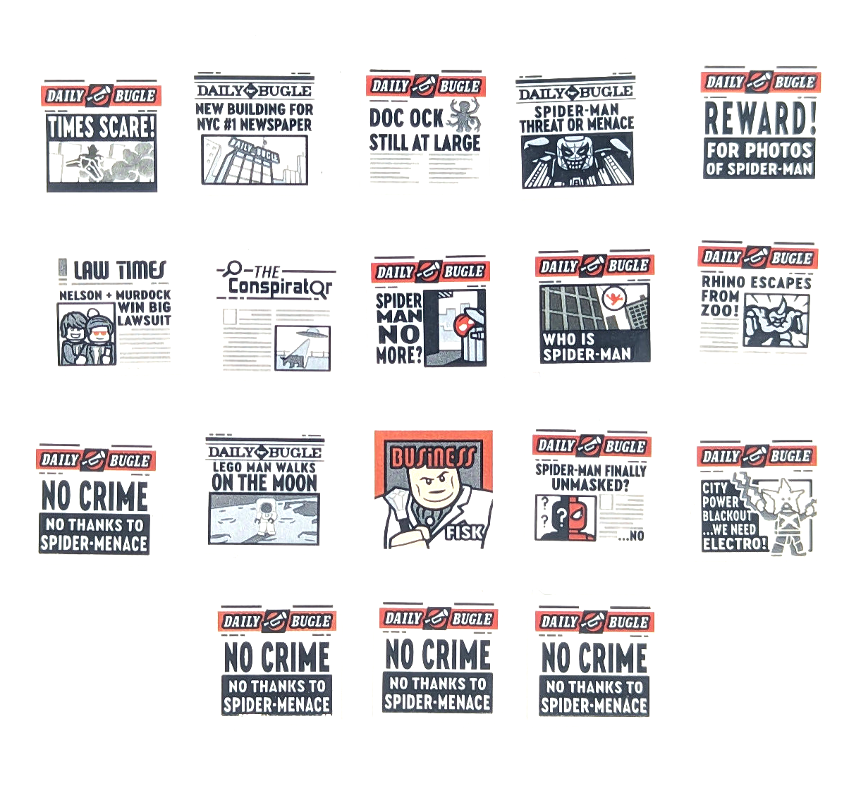 NEW (Lot of 18) LEGO 76178 Marvel Daily Bugle Spider-Man Newspaper Tiles (sh - StudBee