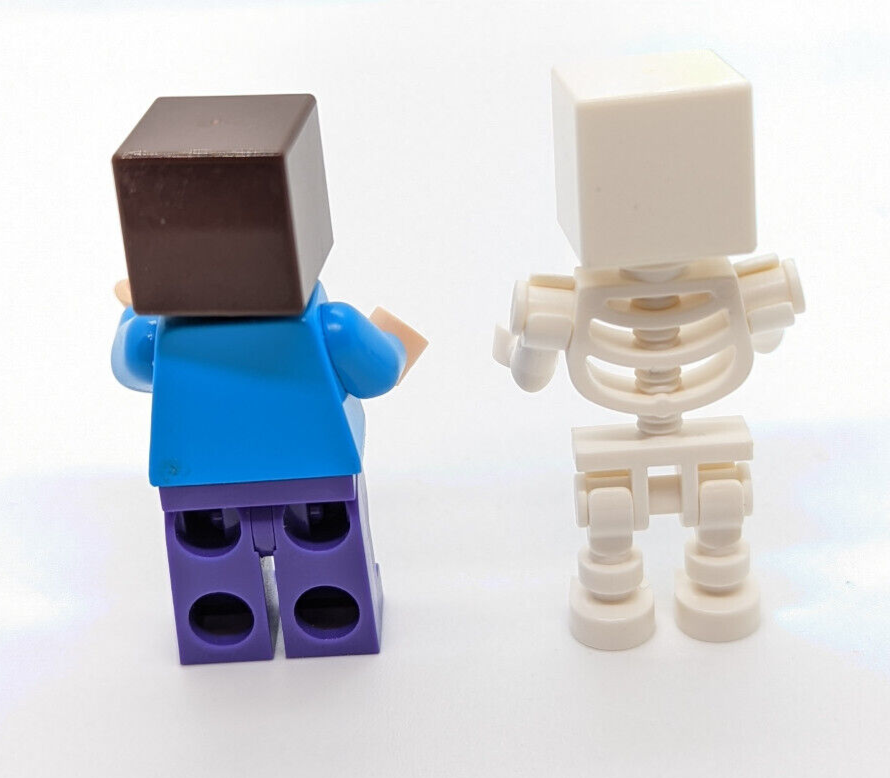 LEGO 21114 Minecraft Lot - Minifigures: Steve, Skeleton & Reddish Brown Cow (min - StudBee
