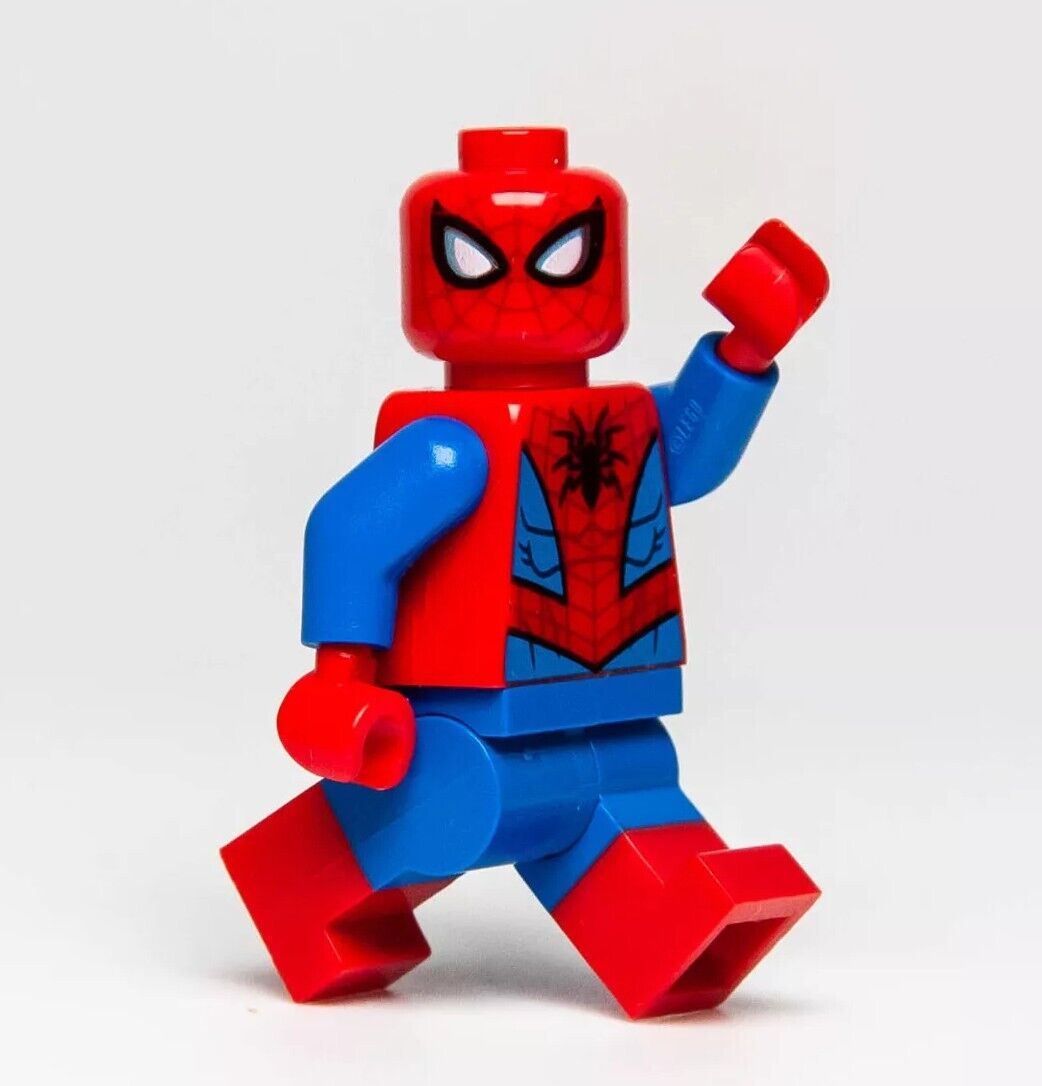 LEGO Spider-Man Minifigure - Metallic Blue Eye Highlights, Printed Arms (sh536) - StudBee