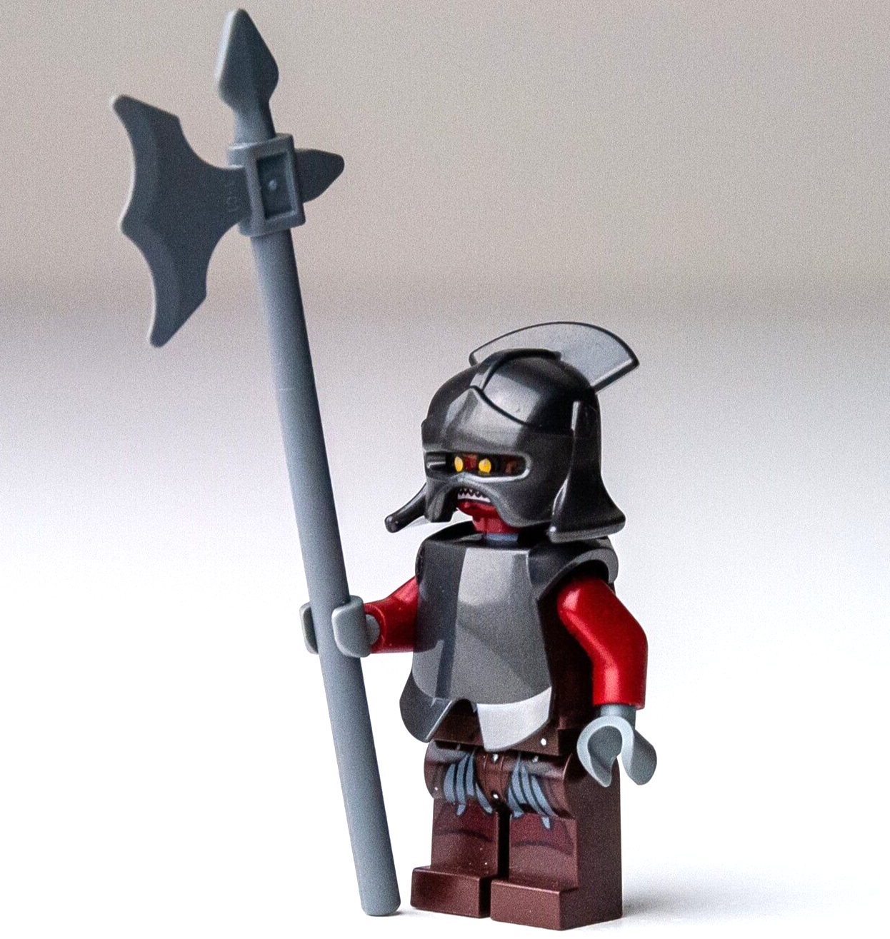 Lego LOTR Hobbit Minifigure - Uruk-hai (lor008) w/ Armor & Halberd - StudBee