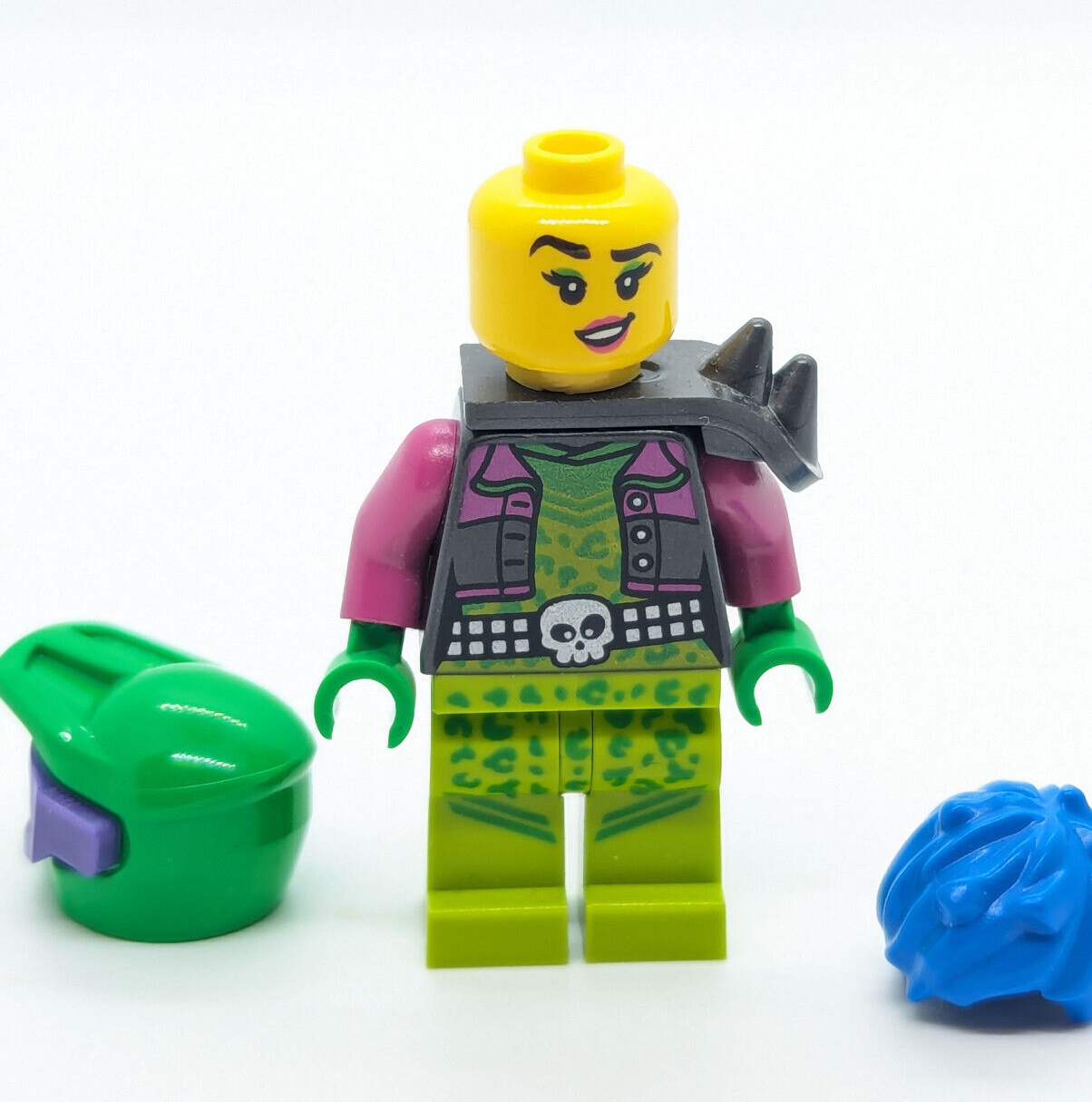 Lego Stuntz Minifigure - Raze (cty1328) 60352 Punk Biker, Blue Hair, Tounge Out - StudBee