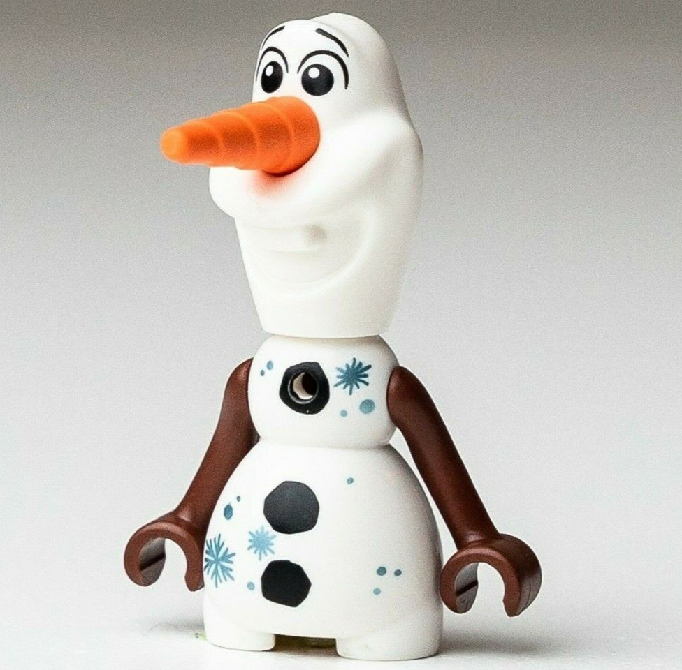 NEW Olaf - Metallic Light Blue Snowflakes - Disney Frozen - LEGO Minifigure - StudBee