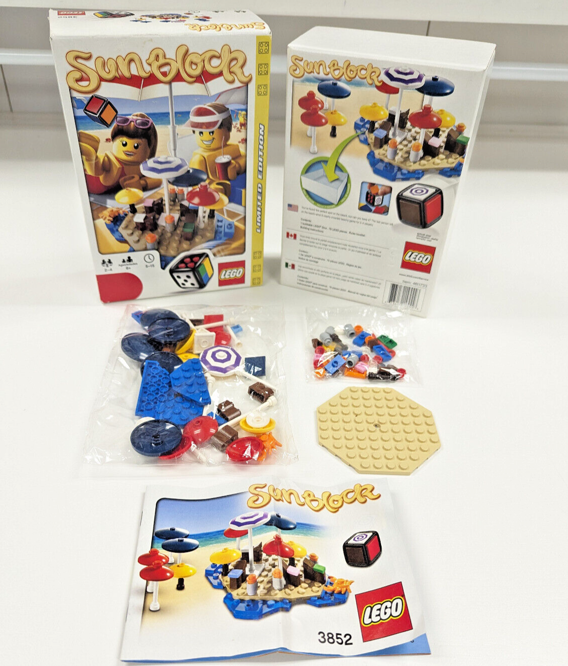 NEW* LEGO 3852 SUNBLOCK Game Beach Umbrella Summer - Retired, Open Bo