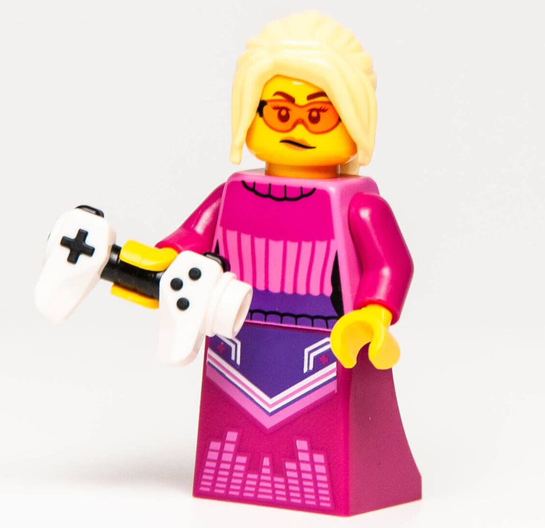 New Lego BAM 2023 Q2 Minifigure - Magenta Gamer Girl w/ Game Controller - StudBee