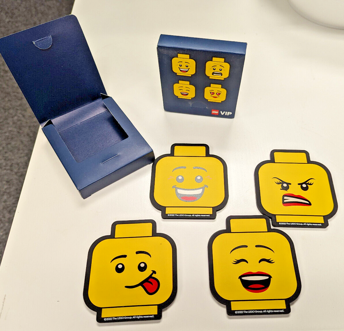 LEGO Minifigure  (Lot of 2 Boxes) Dual Sided Faces Drink Coasters 5007623 Decor - StudBee
