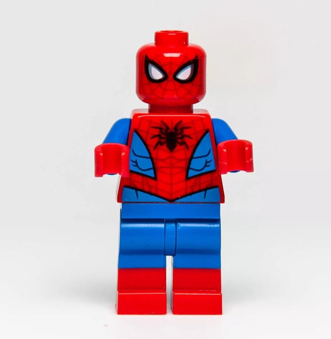 LEGO Spider-Man Minifigure - Metallic Blue Eye Highlights, Printed Arms (sh536) - StudBee