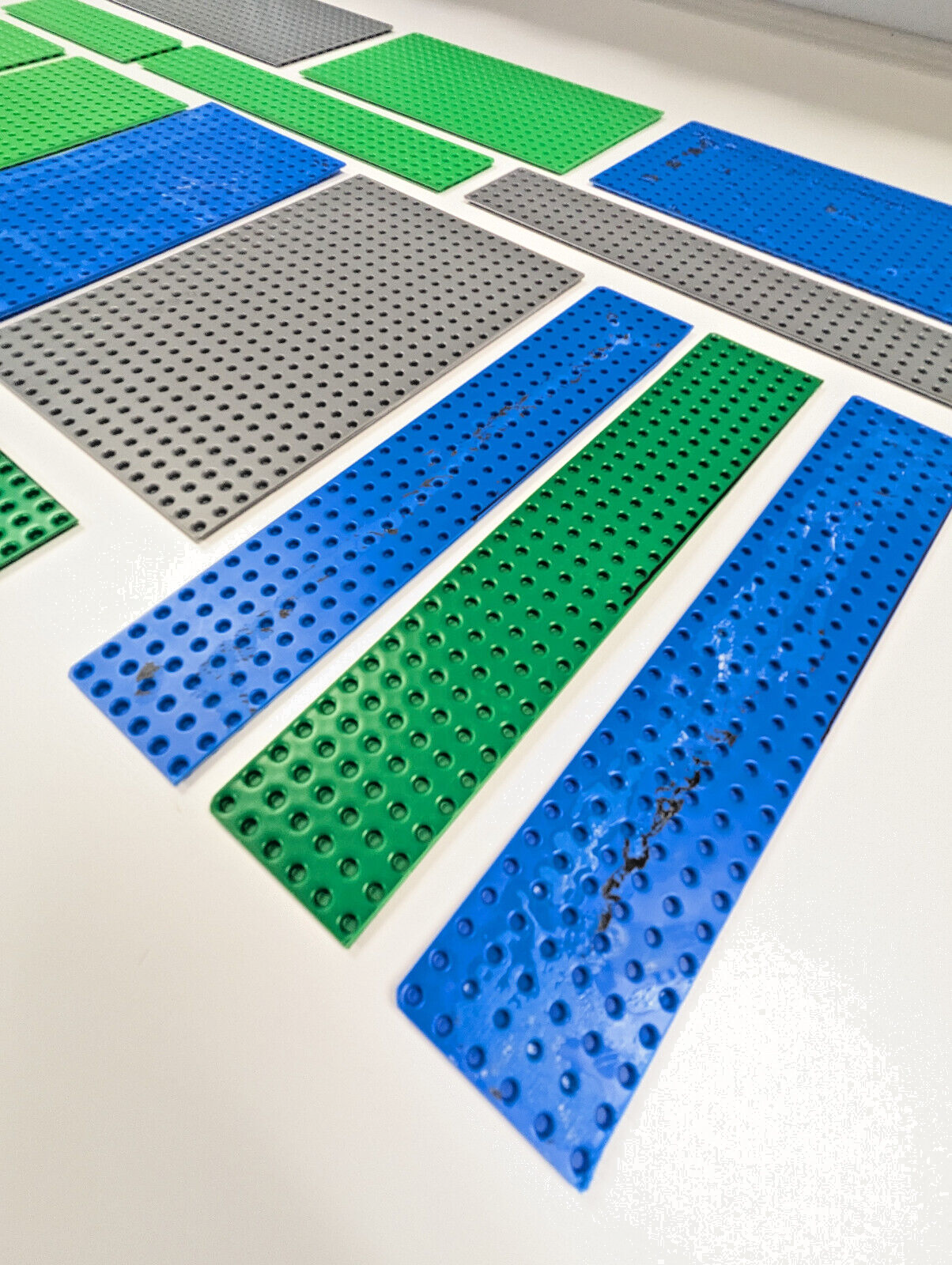 Lot of Cut / Damaged Lego Baseplates - Blue Green Gray