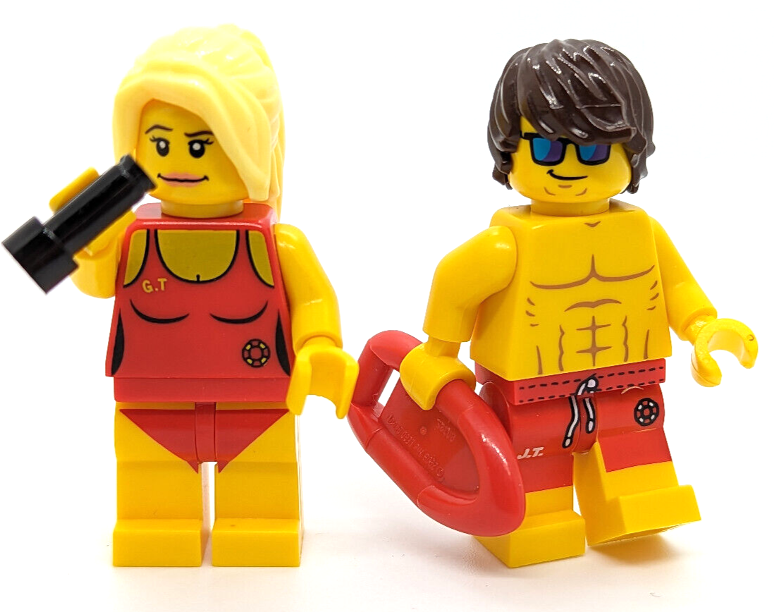 (Lot of 2) Lego CMF Lifeguards Minifigures (col024 col185) Baywatch Beach Swim - StudBee
