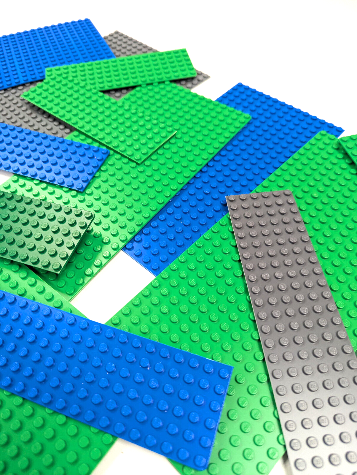 Lot of Cut / Damaged Lego Baseplates - Blue Green Gray