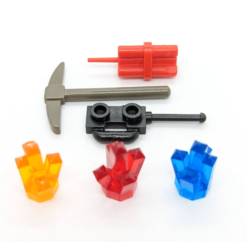 Lot of 4: Lego Power Miners Minifigures w/ Rock Monster & Crystals 8960 8188 (pm - StudBee