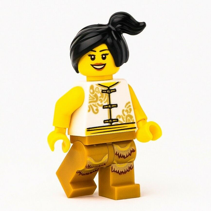 New LEGO Holiday Minifigure: Woman Lion Dance Gold (hol176) Chinese New Year - StudBee