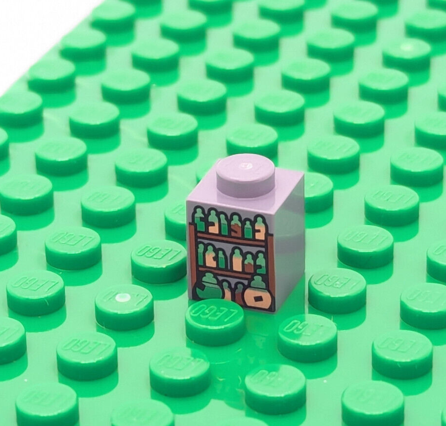 LEGO Shelves Potion Bottles Pattern - 1x1 Gray Brick - Harry Potter Castle 76419