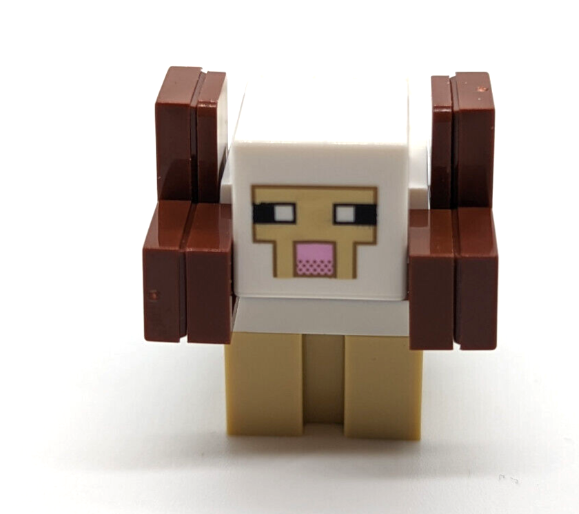 NEW LEGO Minecraft Minifigure - White Sheep w/ Horns (minesheep10) Brick Built - StudBee