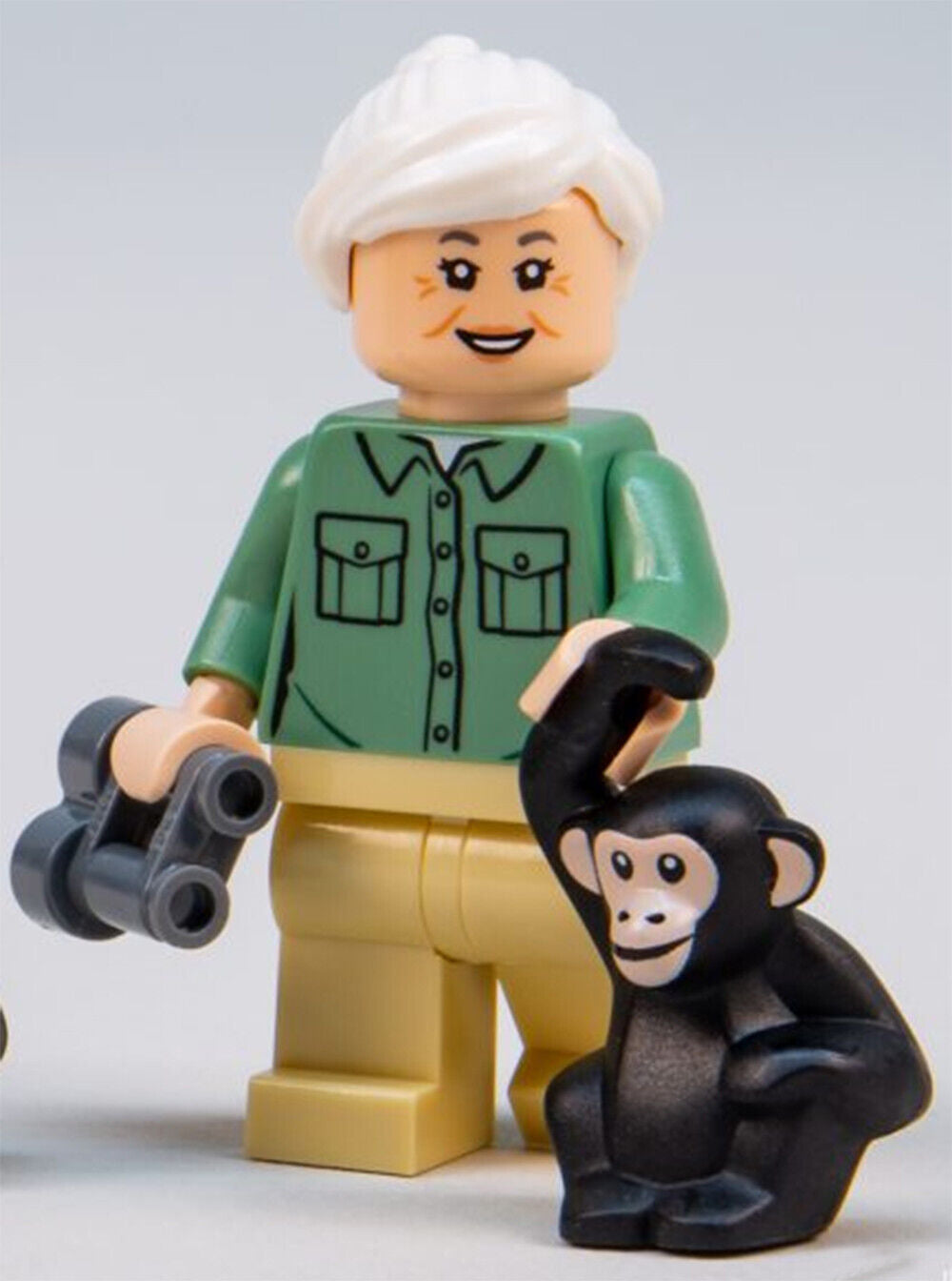 NEW LEGO Jane Goodall Minifigure w/ Chimpanzee & Name Sticker (gen161) 40530