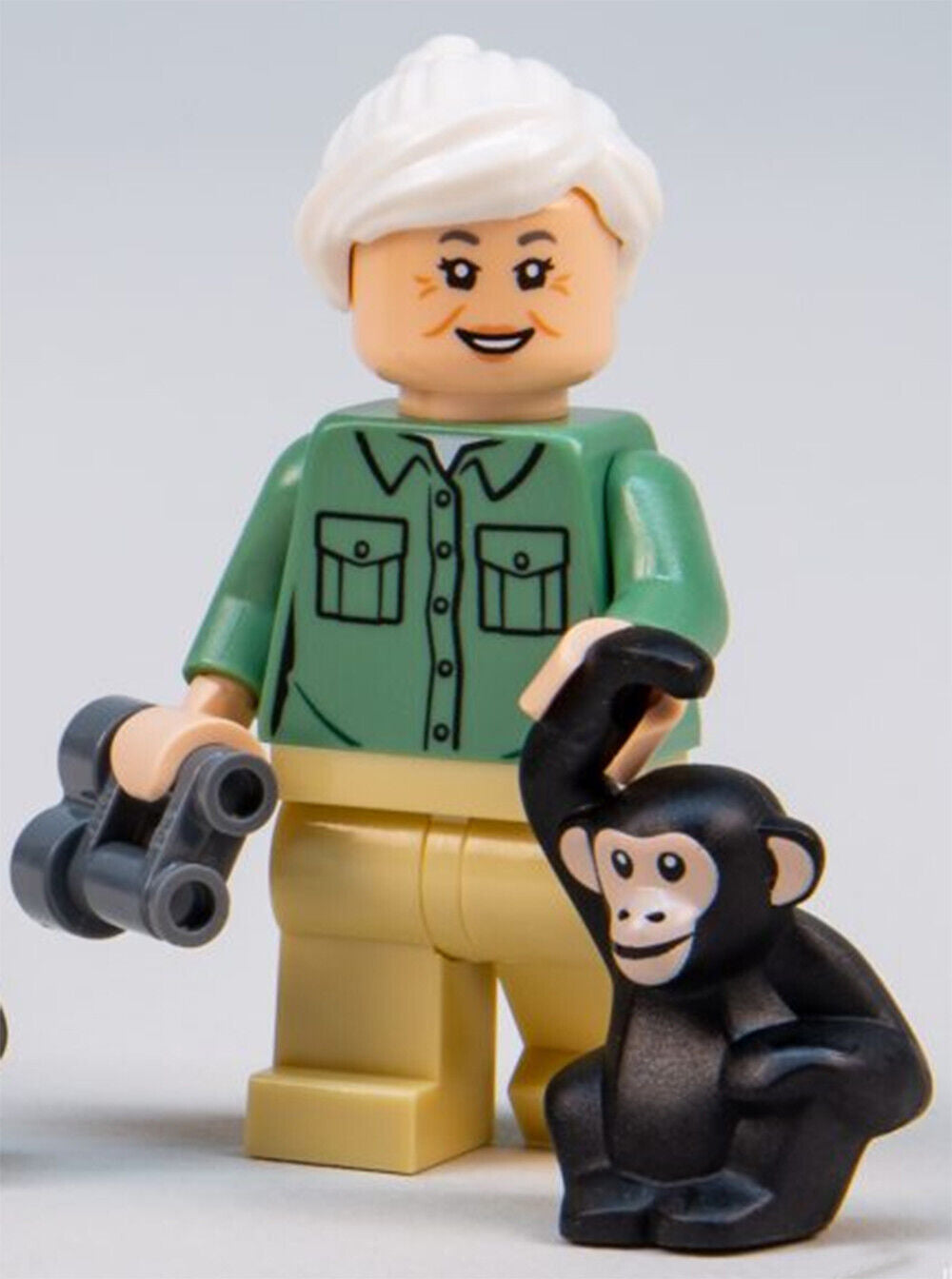 NEW LEGO Jane Goodall Minifigure w/ Chimpanzee & Name Sticker (gen161) 40530 - StudBee