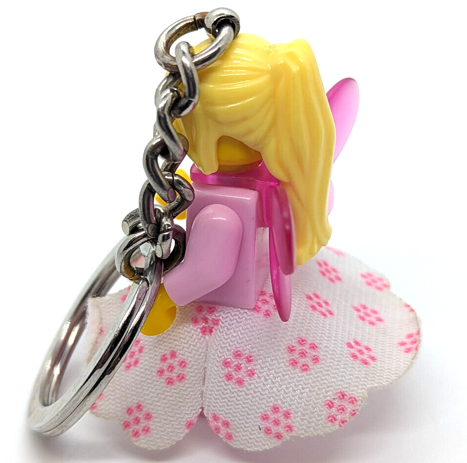 LEGO Fairy Girl with Cloth Skirt, Pink Wings Minifigure Keychain (850951) - StudBee