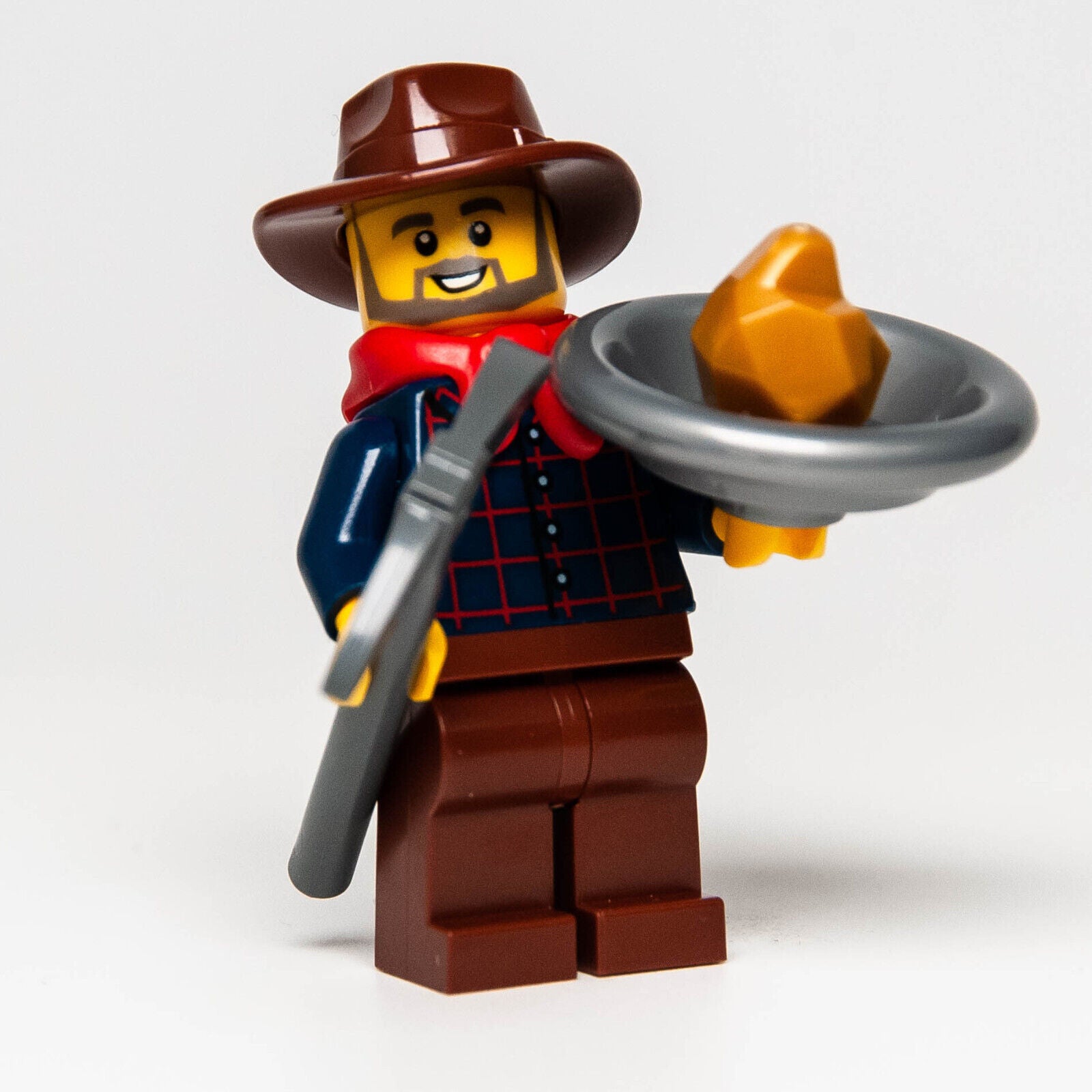 NEW LEGO Western Gold Miner Prospector Minifigure (ww025) 45023 w/ Nugget & Pan - StudBee
