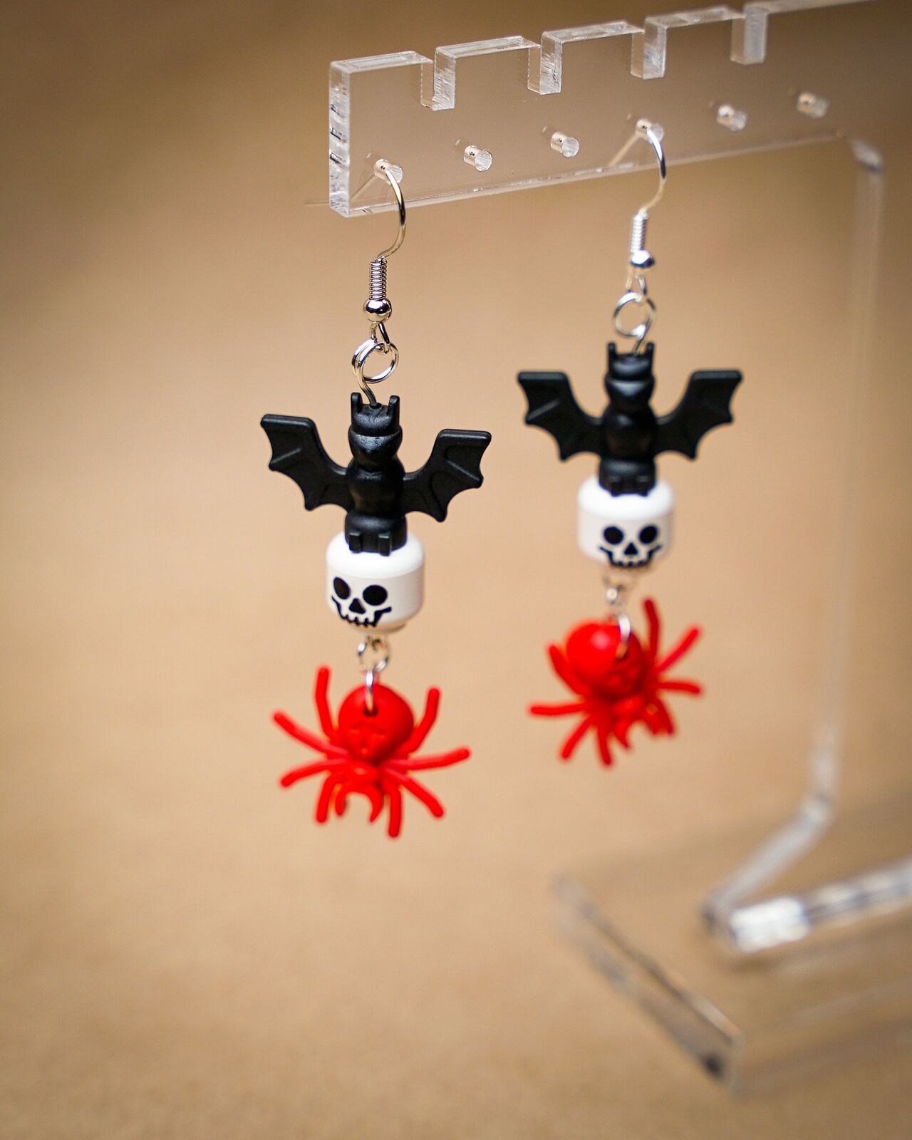 Frightful Night LEGO Halloween Earrings with Bats, Skulls & Spiders - StudBee