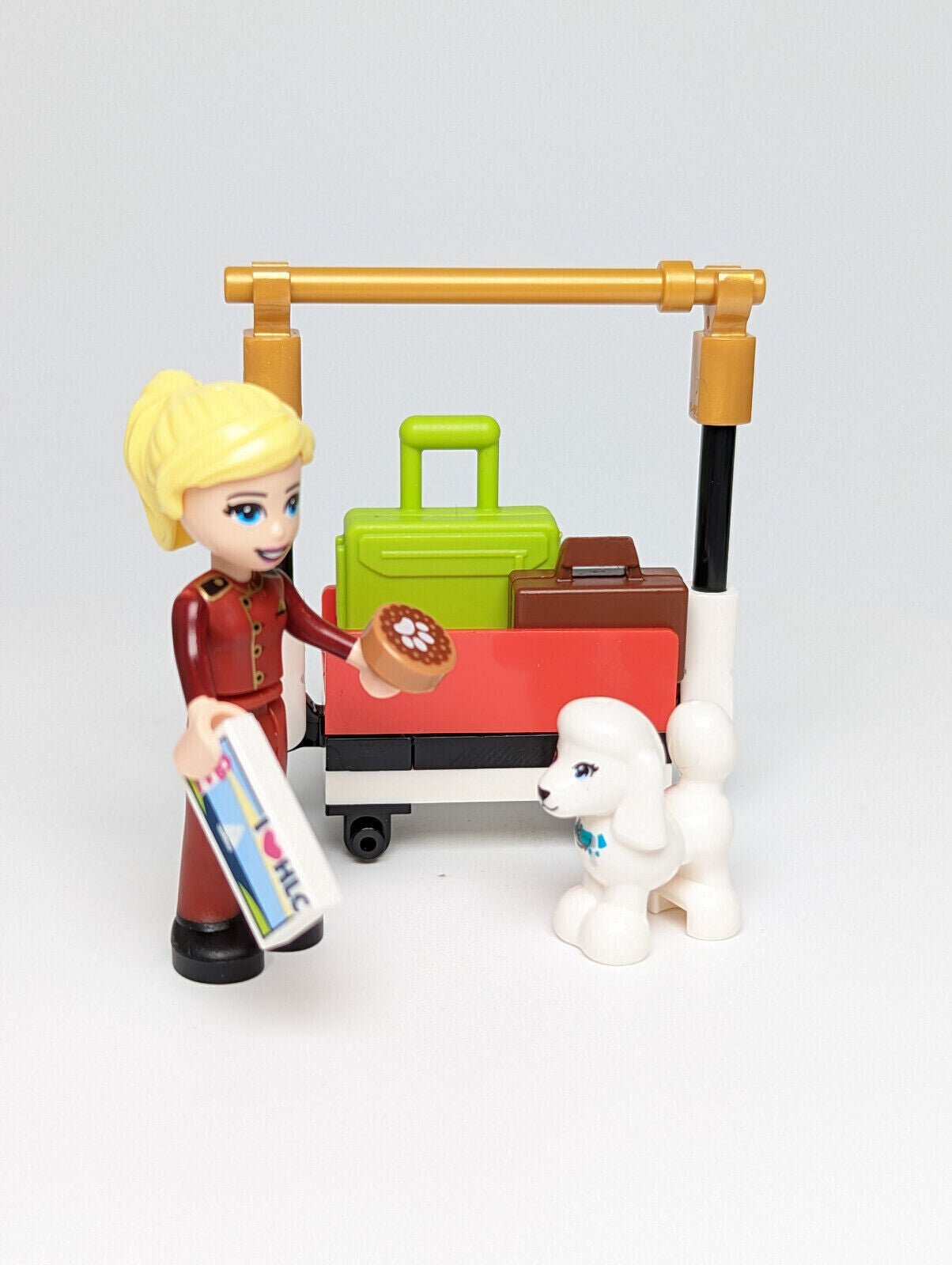 NEW Lego Friends: Usher Stephanie w/ Hotel Luggage Cart & Poodle (frnd452) 41684 - StudBee